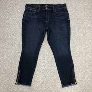 NYDJ Ami Skinny Ankle Jeans Womens 16P Dark Blue Zip Ankle Frayed Hem Stretch